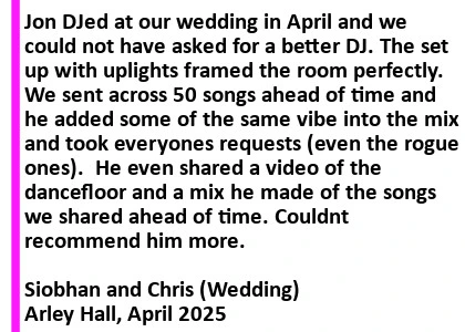 Wedding DJ At Arley Hall